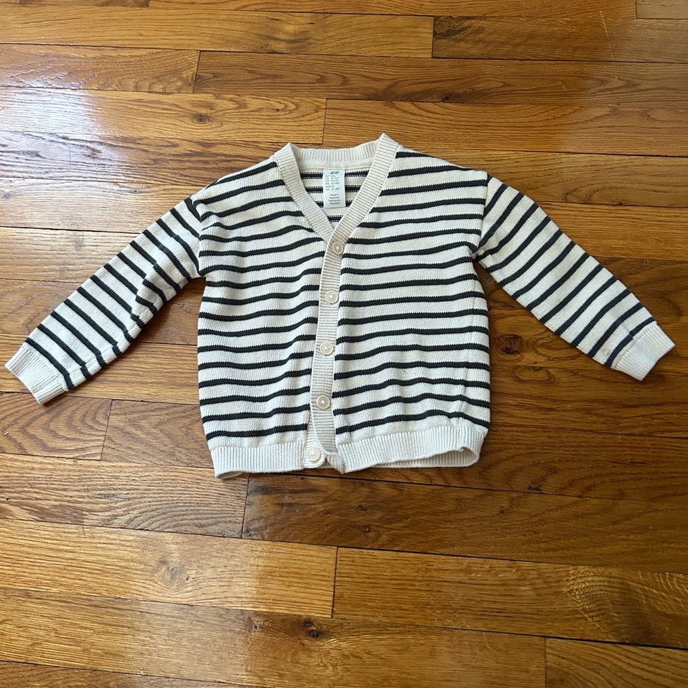 Striped Kids Cardigan - Black and White